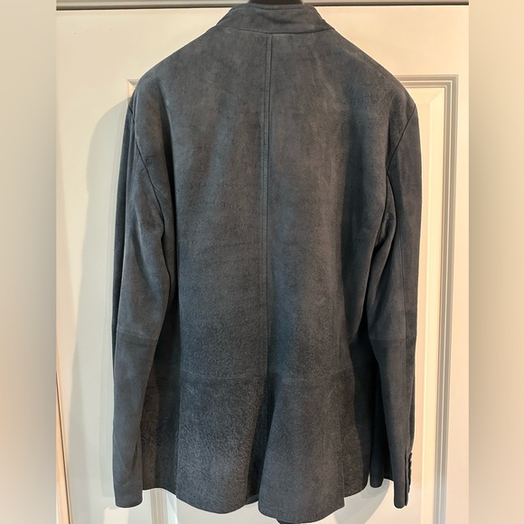 John Varvatos blue double breasted suede jacket - Picture 4 of 5